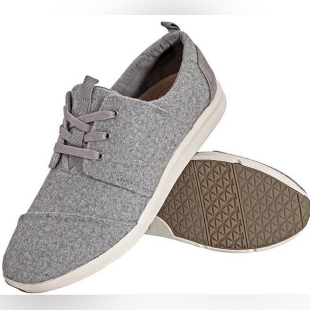 Toms Del Rey Wool Felt Grey Lace-Up Sneakers - USED